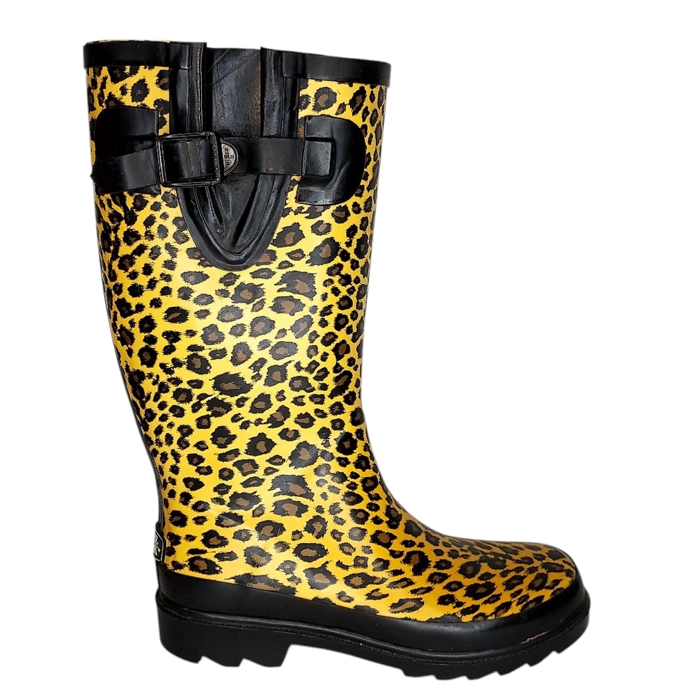 Stone Creek Women 6 Leopard Inclement Weather Flooding Rain Boots